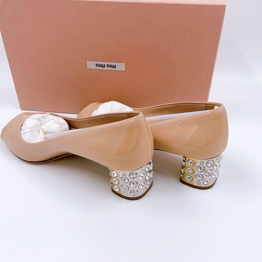 正規品・未使用品】MIUMIU エナメル ビジューヒール パンプス 即日配送 