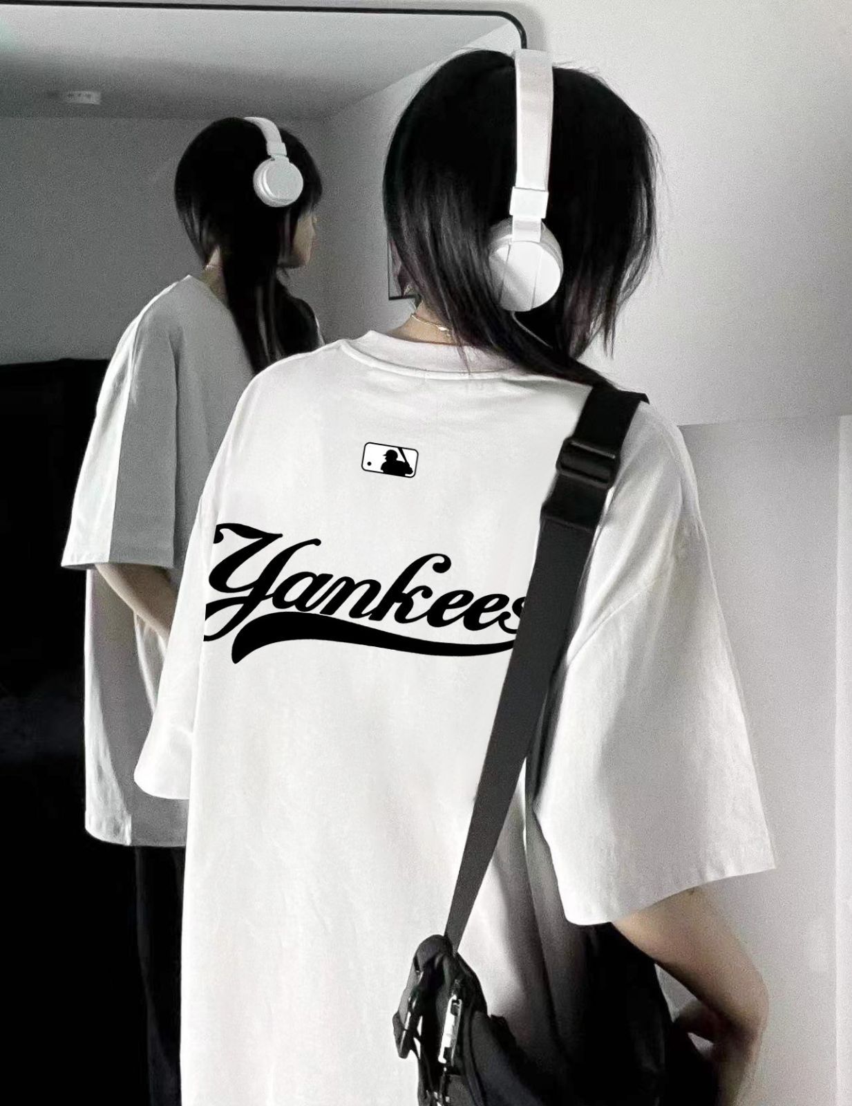 MLB YANKEES-NY ラウンドネック、半袖、ハーフスリーブTシャツ 240gsmコットン使用
