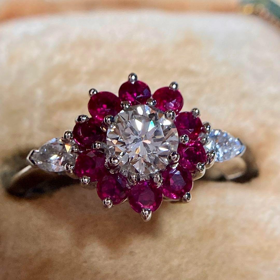 英国王室御用達　ガラード（Garrard）ルビー＆ダイヤモンド・クラスターリング 英国王室御用達 ガラード（Garrard）ルビー＆ダイヤモンド・クラスター