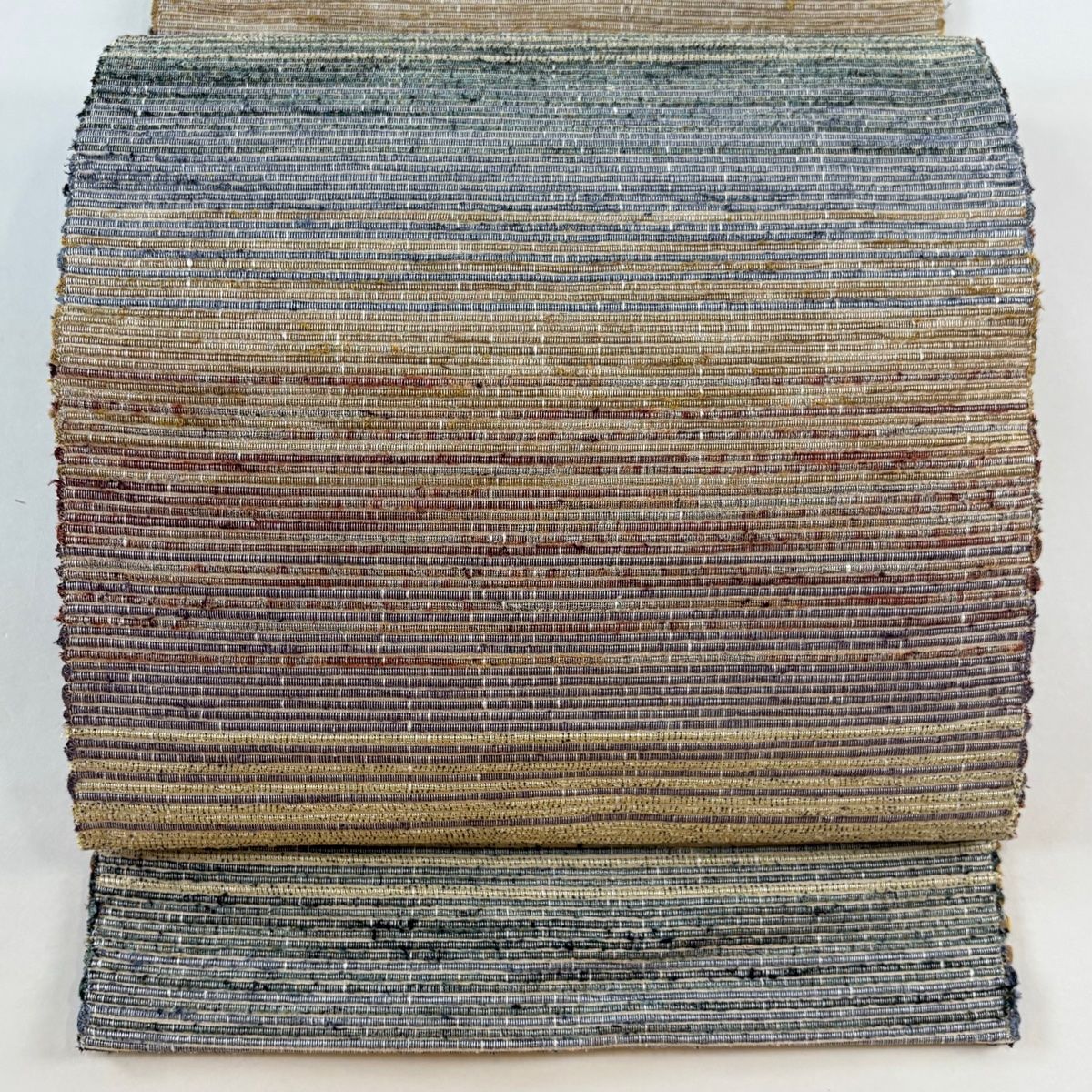 名古屋帯 秀品 八寸名古屋帯 縞 灰紫 正絹