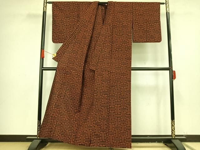 平和屋着物▽上質な紬　単衣　秋名バラ柄　正絹　逸品　AAAV8423fy 平和屋着物▽上質な紬 単衣 秋名バラ柄 正絹 逸品 AAAV8423fyの通販 by