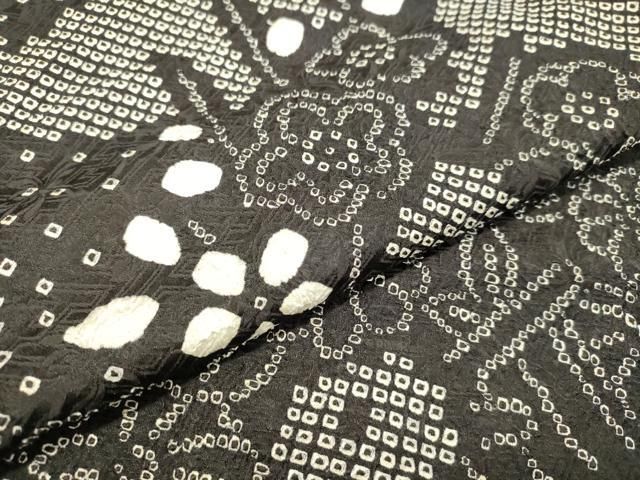 平和屋着物●訪問着　総絞り　御所車草花文　黒地　正絹　逸品　DAAR4347tw 平和屋着物○訪問着 総絞り 御所車草花文 黒地 正絹 逸品 DAAR4347tw