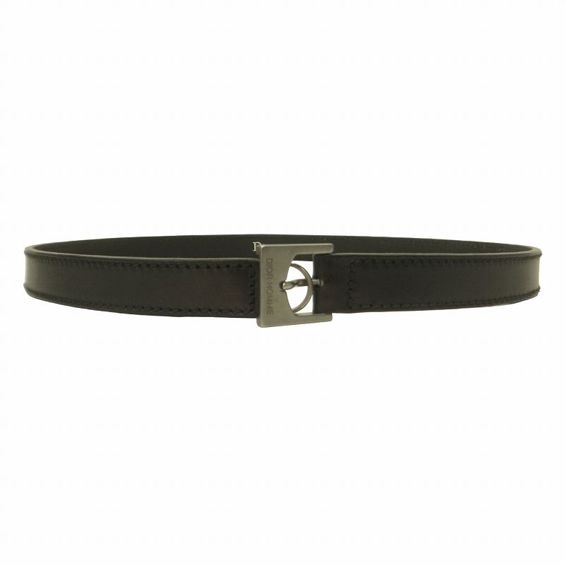 ディオールオム Dior HOMME ナロー ベルト ロゴ刻印 レザー 皮革 黒 