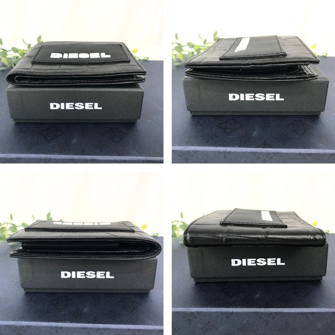 DIESEL ディーゼル 二つ折り財布 メンズ ブラック 黒 カウレザー