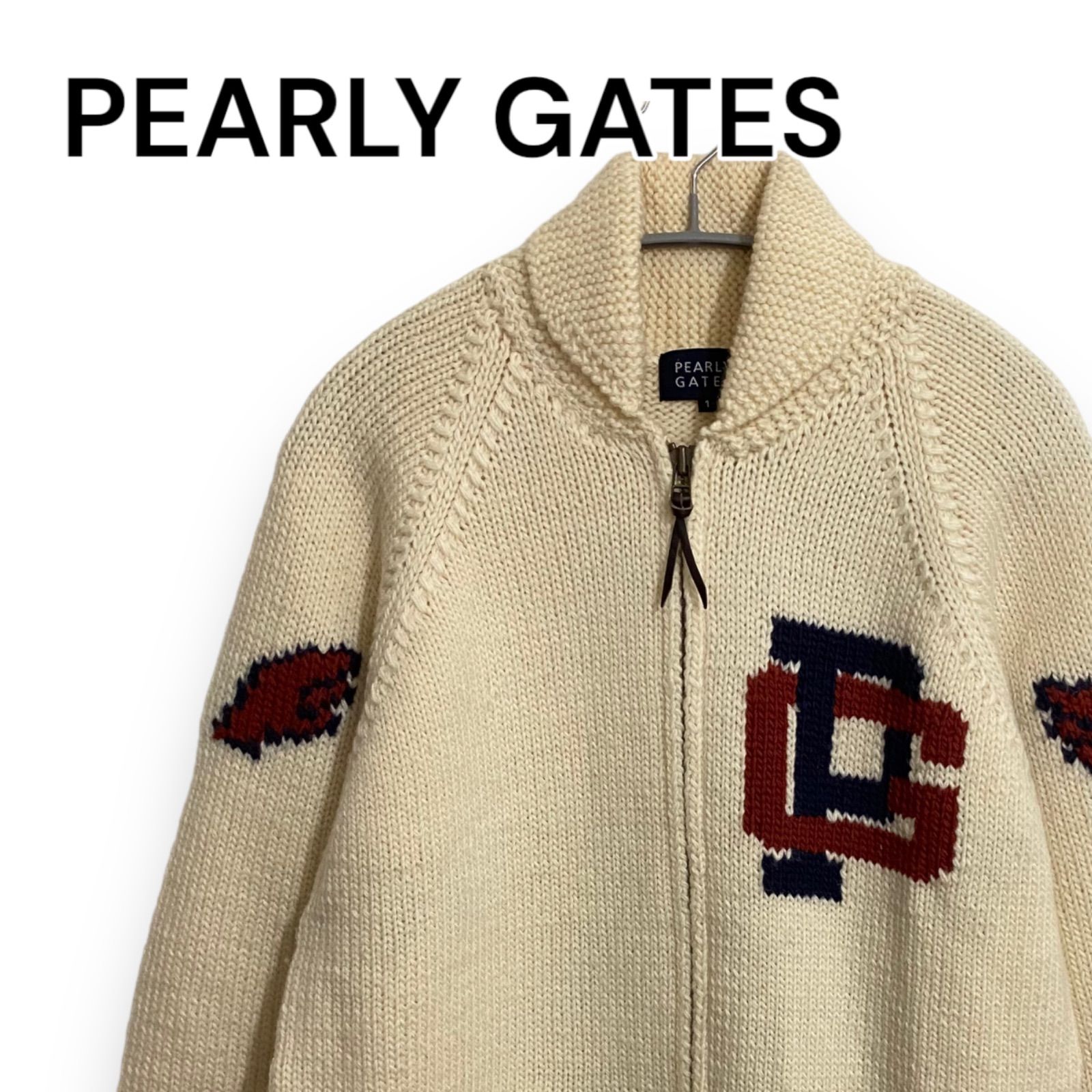 PEARLY GATES パーリーゲイツ ベージュ 毛100％ ロゴ ウサギ ジップアップブルゾン メンズ カジュアル 053-270299 アウター  - メルカリ