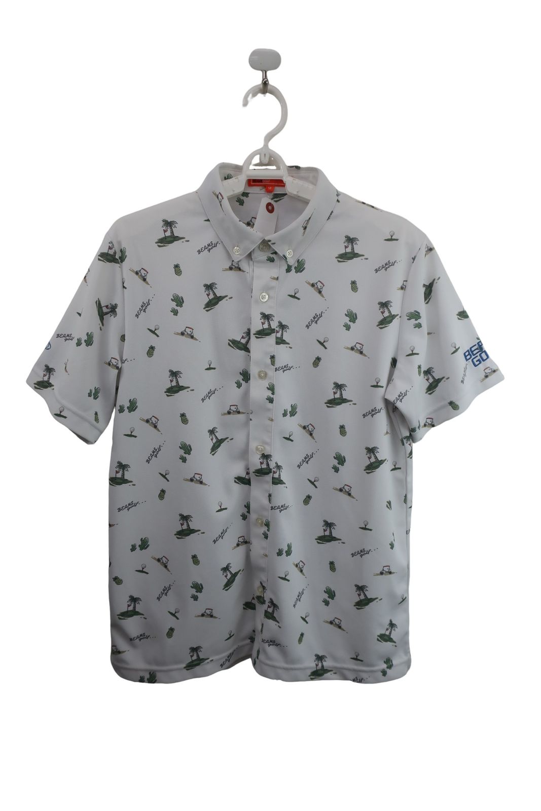 極美品 BEAMS GOLF ビームス ゴルフ ポロシャツ 総柄 ヤシの木 L 極美品 BEAMS GOLF ビームス ゴルフ ポロシャツ 総柄 ヤシの木 L