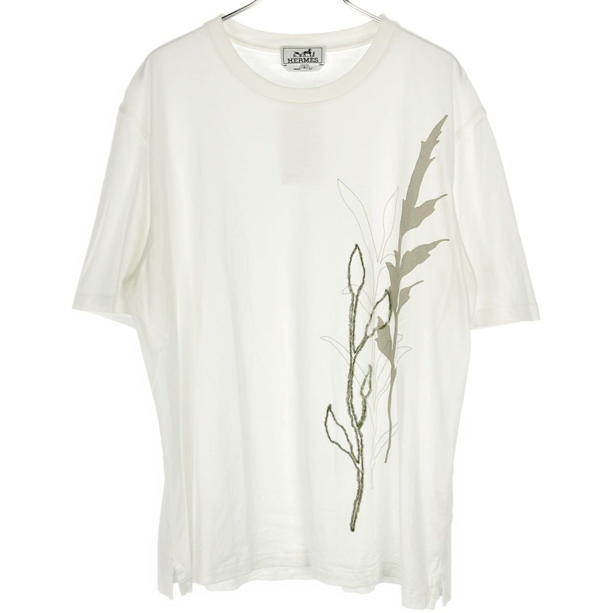 HERMES エルメス ボタニカルステッチTシャツ ホワイト L - メルカリ
