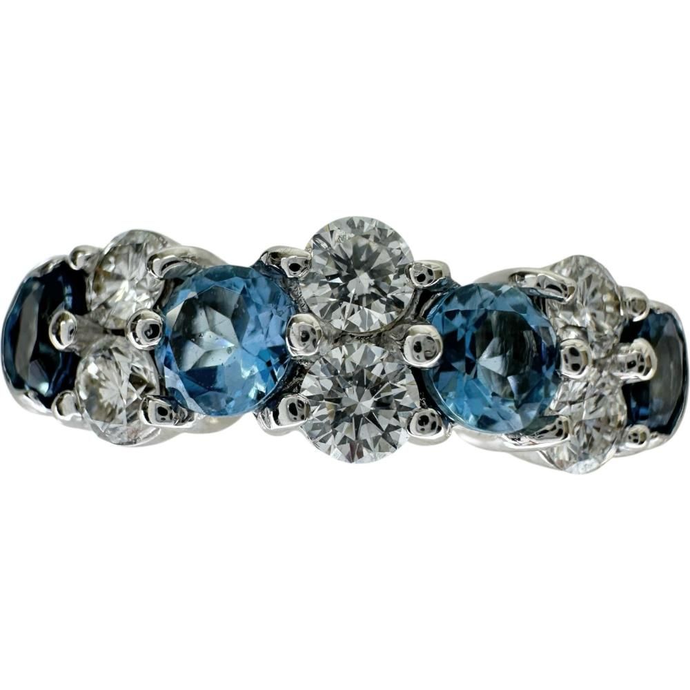 Pt900 天然ダイヤモンド アクアマリン リング 9号 アクアマリンリングPt900 AQ0.98ct/D0.34ct - 岡山県でブランド