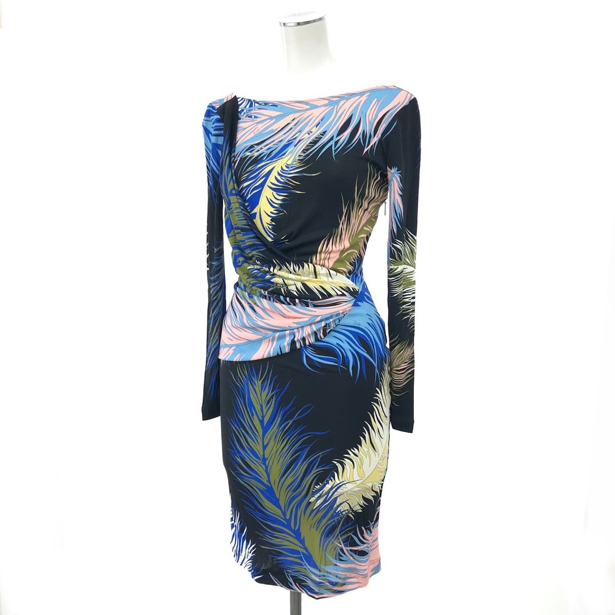 EMILIO PUCCI エミリオプッチ 長袖ワンピース ブラック タイト 総柄 