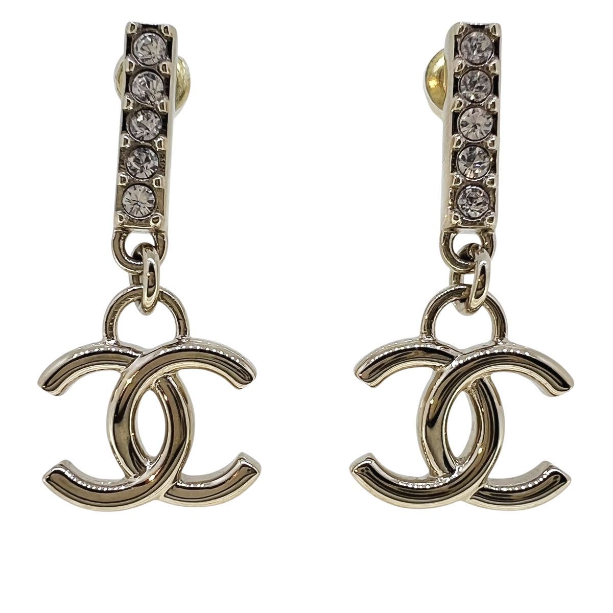 CHANEL シャネル ココマーク CCマーク メタル ラインストーン ピアス ABC931 B16069 アクセサリー レディース 24021903 QB