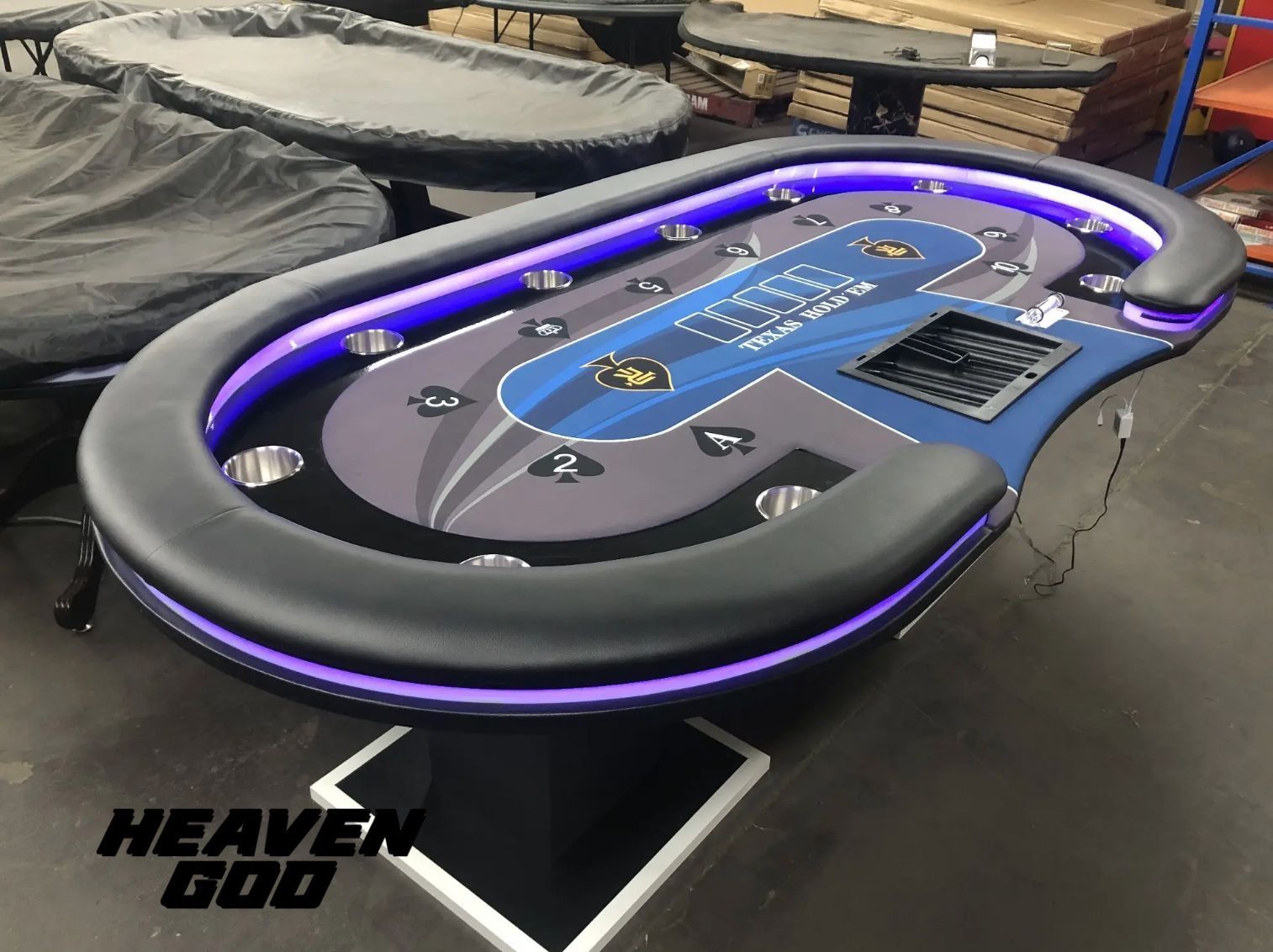 送料無料 ポーカーテーブル チップ 競技用テーブル LEDライト ポーカー テーブル 240*120*80cm