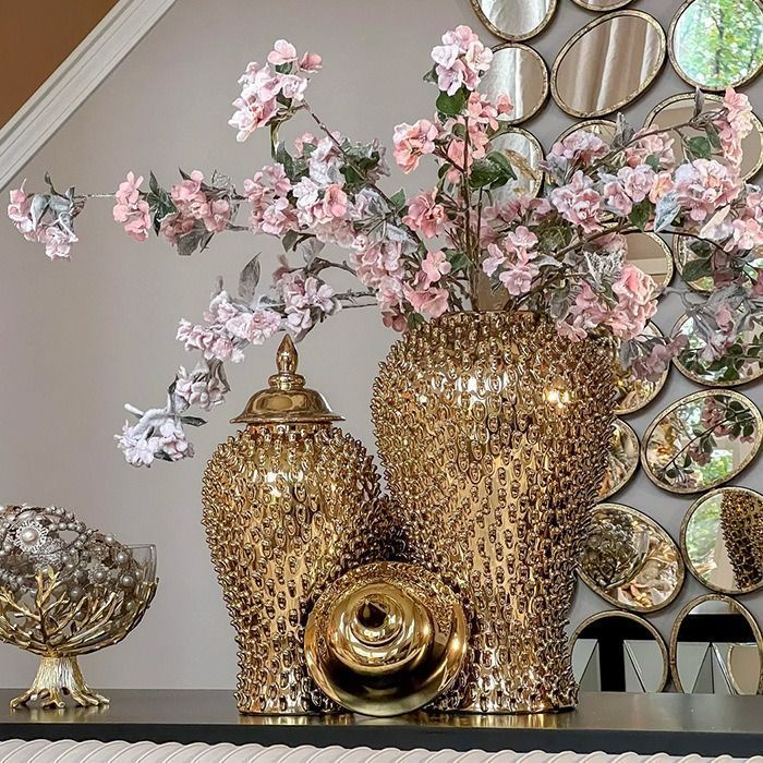 フラワーベース フラワーポット ボトル セラミック ゴールド メッキ 花瓶 フラワーアレンジメント 小物収納 お洒落 エレガント ヨーロピアン スタイリッシュ モダン SNS映え