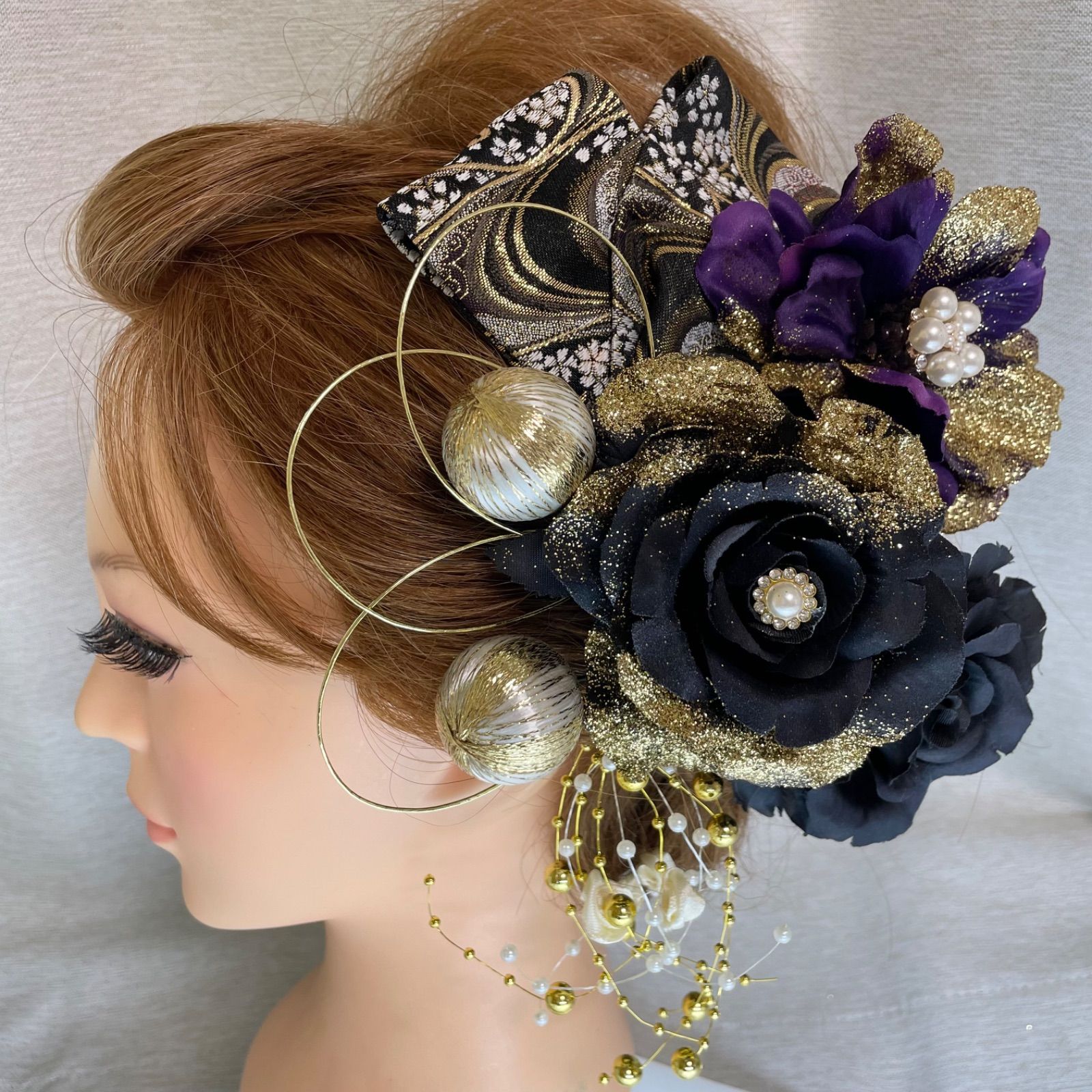 紫 和装髪飾り 振袖髪飾り 成人式髪飾り 色打掛髪飾り 結婚式髪飾り 着物 イベント