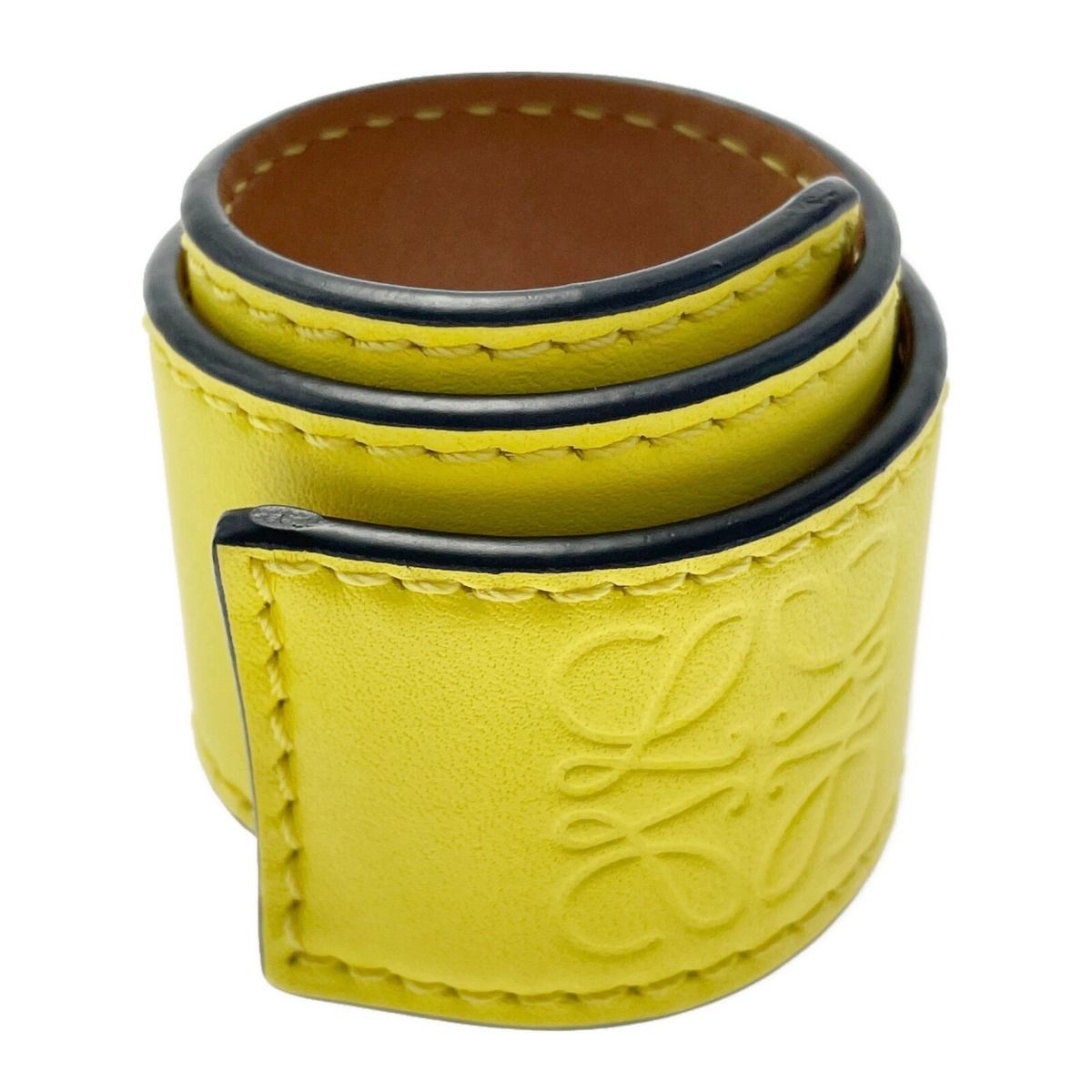 LOEWE ロエベ スラップブレスレット アナグラム イエロー レザー 