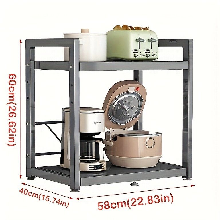 耐荷重20kg以上 マイクロ波収納ラック 4連フック付 調理器具 エアフライヤー コーヒーメーカー用 金属製カウンタートップスタンド 組み立て済み キッチン収納ラック パールホワイト MARWIL-DEMENAGEMENTS_CH
