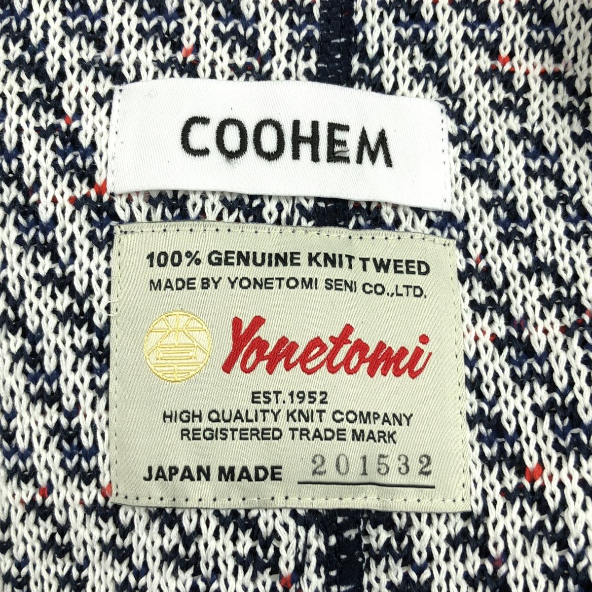 美品 coohem コーヘン テーラードジャケット ツイード ネイビー L 美品】 Coohem / コーヘン | ARCHIVE_BLAZER TWEED JACKET