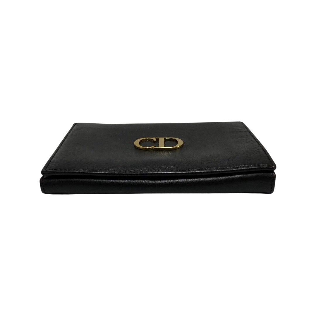 【極美品】Dior クリスチャン ディオール 折り財布 CD金具 レザー 黒