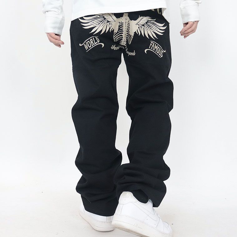 VANSON/ 刺繍ツイルチノパンツ フライングボーン】 バンソン パンツ