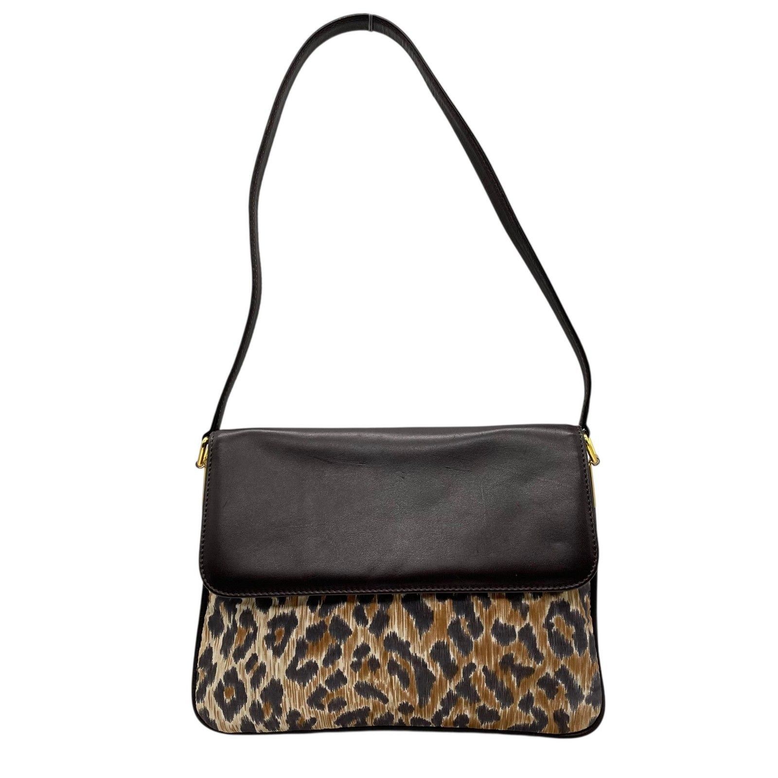 DOLCE&GABBANA ショルダーバッグレオパード柄レザーキャンバス