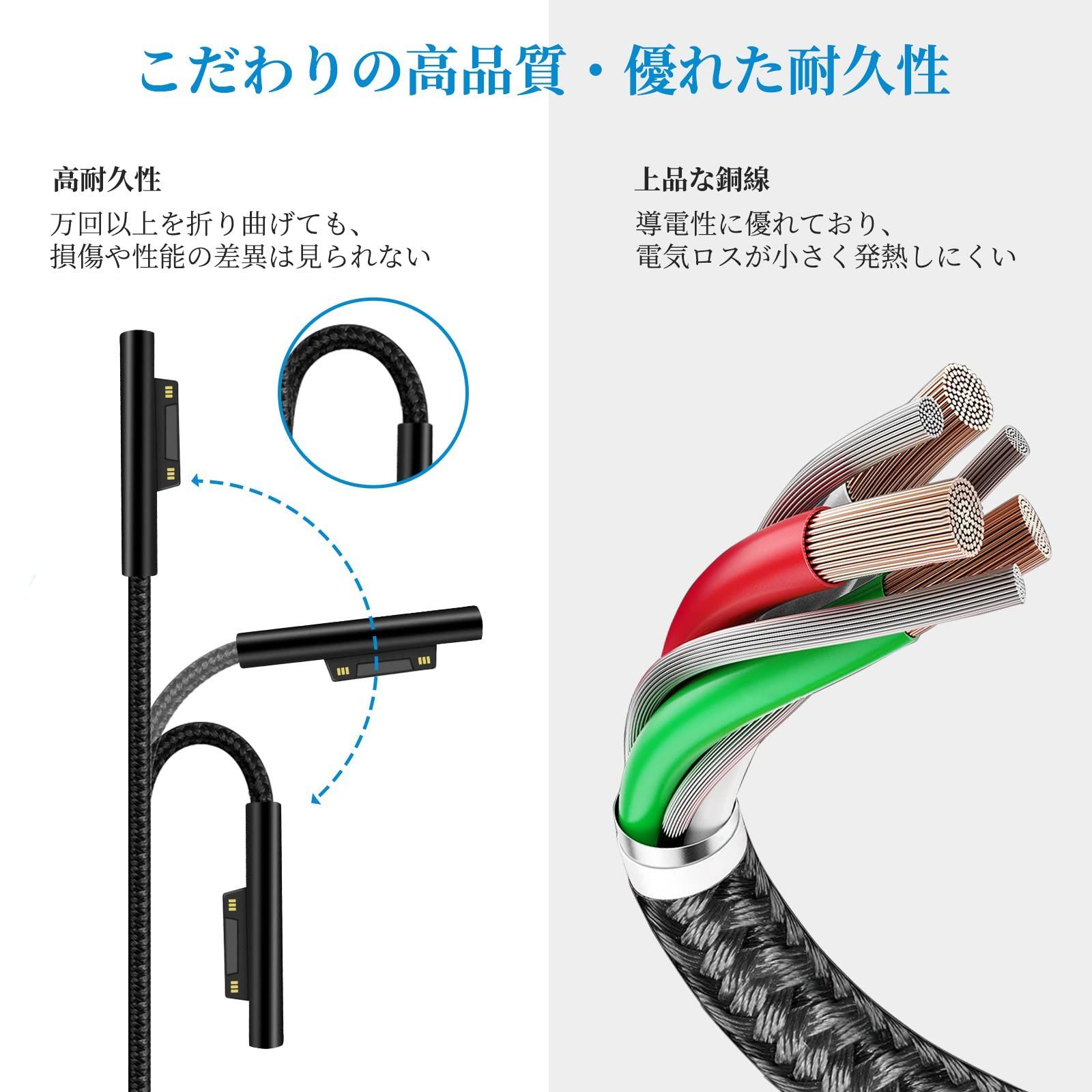 在庫処分】Type-C to Surface 急速充電ケーブル PD対応 Surface 1.8m