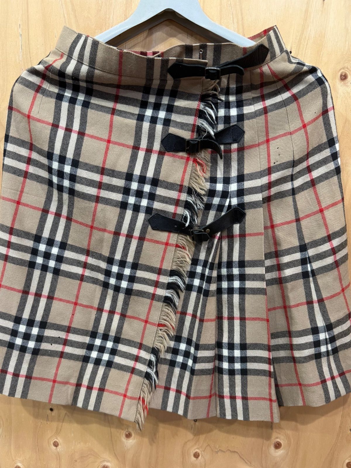 SGM バーバリーブルーレーベル ノバチェックプリーツ巻きスカート