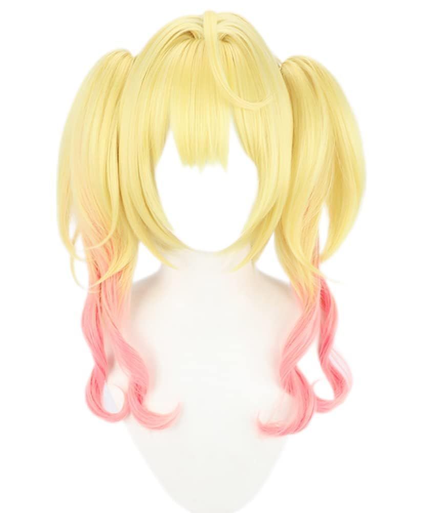 Color:イエロー ピンク バンス付き コスプレウィッグ 星川 サラ イエロー ピンク 耐熱 ウィッグ かつら wig バンス２つ付き ハロウィン仮装 コスチューム cosplay 撮影