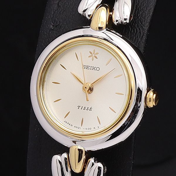 美品【稼働品】SEIKO セイコーティセ 4N21 ホワイト シルバー ゴールド-