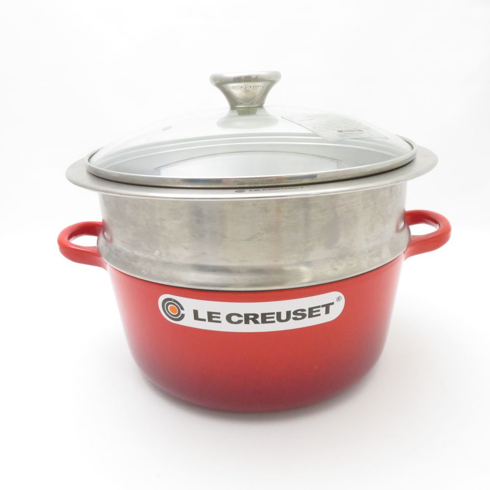 Le Creuset ルクルーゼ ココットロンド 両手鍋 鋳物ホーロー 22cm スチーマー付 料理 調理器具 SU13143J1