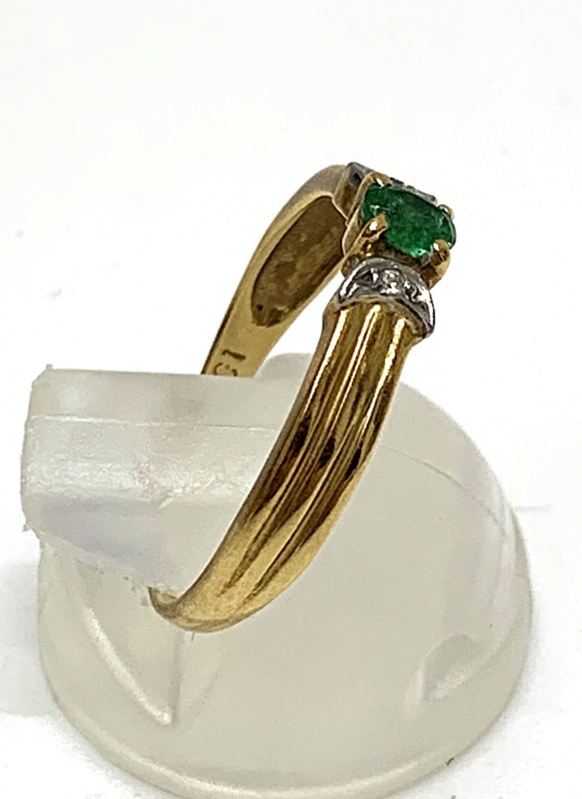 K18 ・ PT900 コンビ ダイヤモンド 0.01ct 緑石 リング 指輪