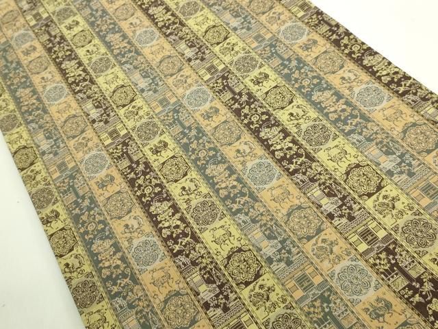 平和屋着物□極上 龍村美術織物 九寸開き名古屋帯 紅牙瑞錦 逸品