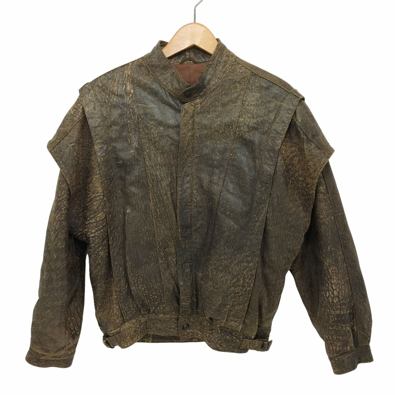 ユーズドフルギ USED古着 {{BISONTE}}  スタンドカラー OPTI ジッパー シングルレザージャケット メンズ JPN：S 