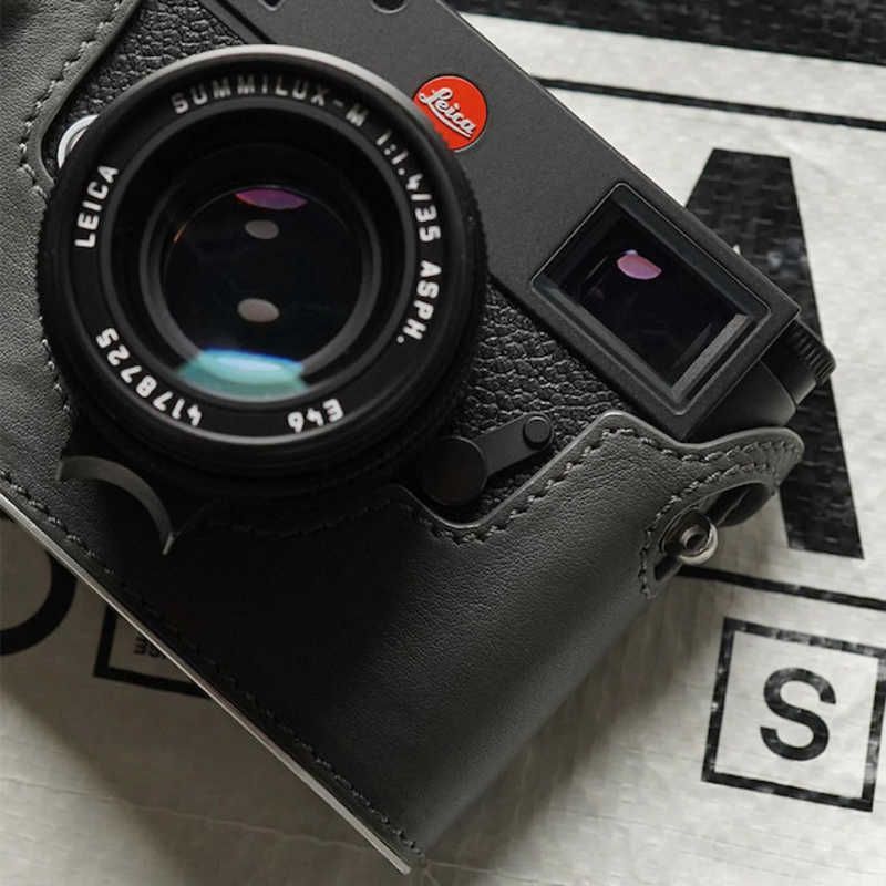 MR STONE 受注生産 LEICA M 11 本革ボディケース グリップ付 ヴィンテージ ブラック PTAS 001