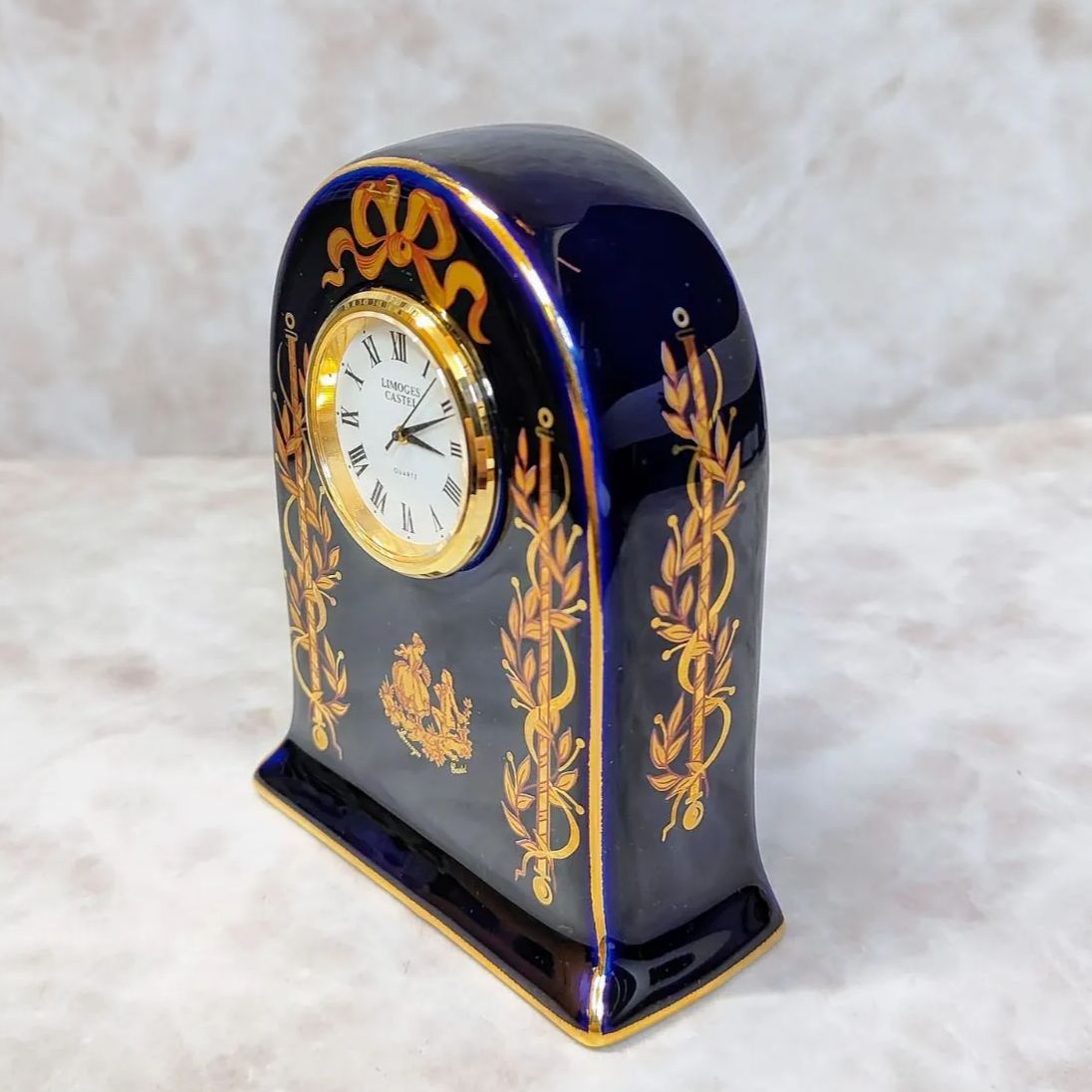 【大放出セール】 美品 新品電池交換】22K GOLD LIMOGES CASTEL リモージュ インテリア時計