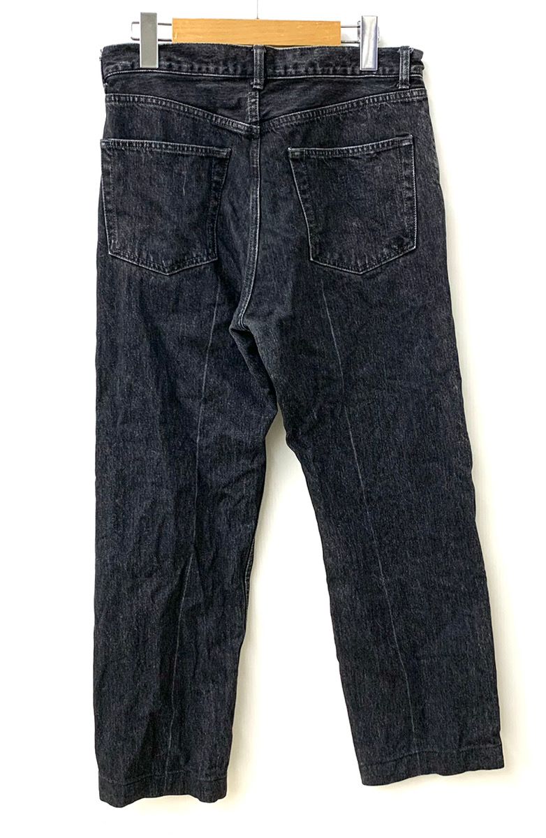 マツフジ MATSUFUJI Denim Slim Straight Trousers デニム ロゴ グレー