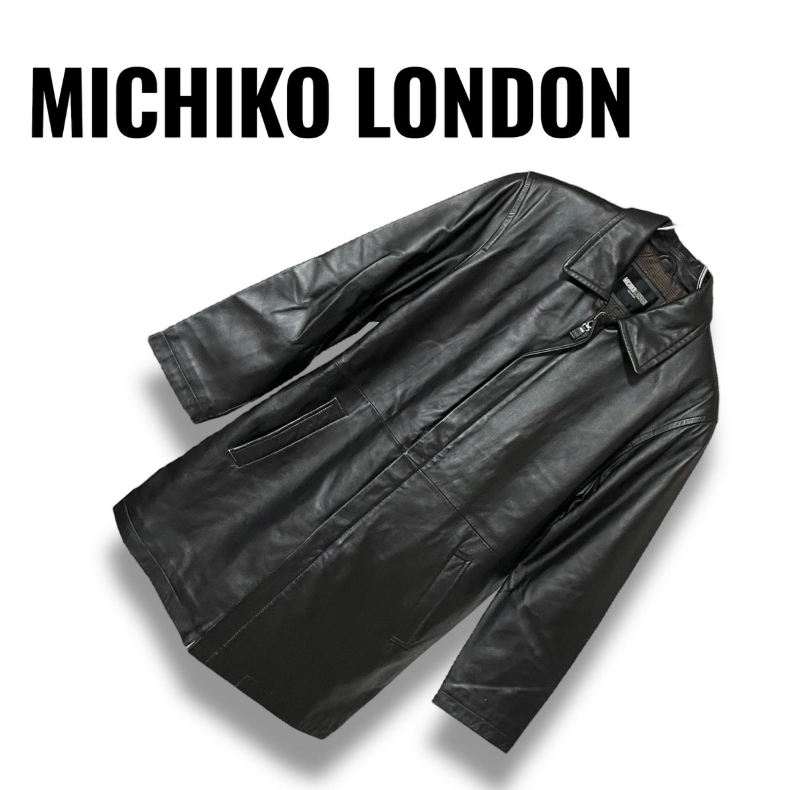 MICHIKO LONDON KOSHINO ミチコロンドンコシノ ブラック レザーコート