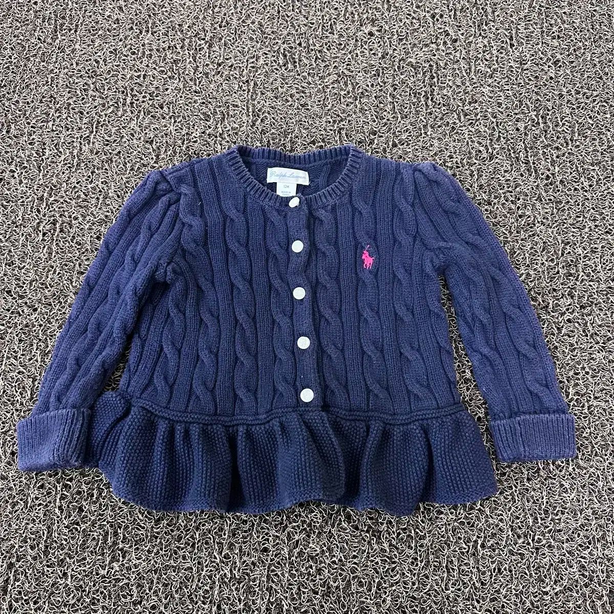 ポロ キッズ ケーブル編みカーディガン 12ヶ月 80サイズ ネイビー