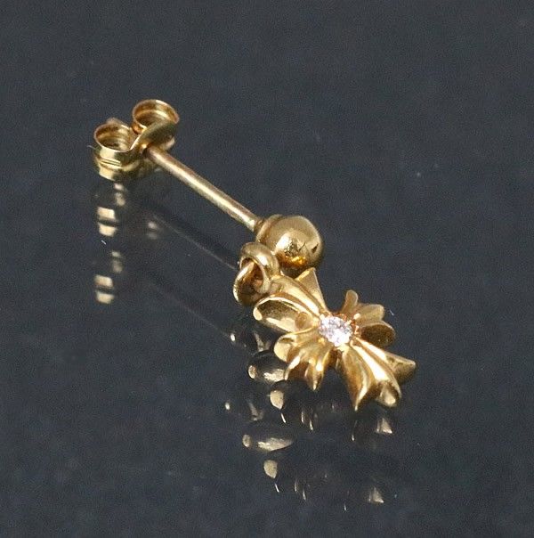 CHROME HEARTS チェーンメイル プラス ドロップピアス 22K 片耳 CHROME