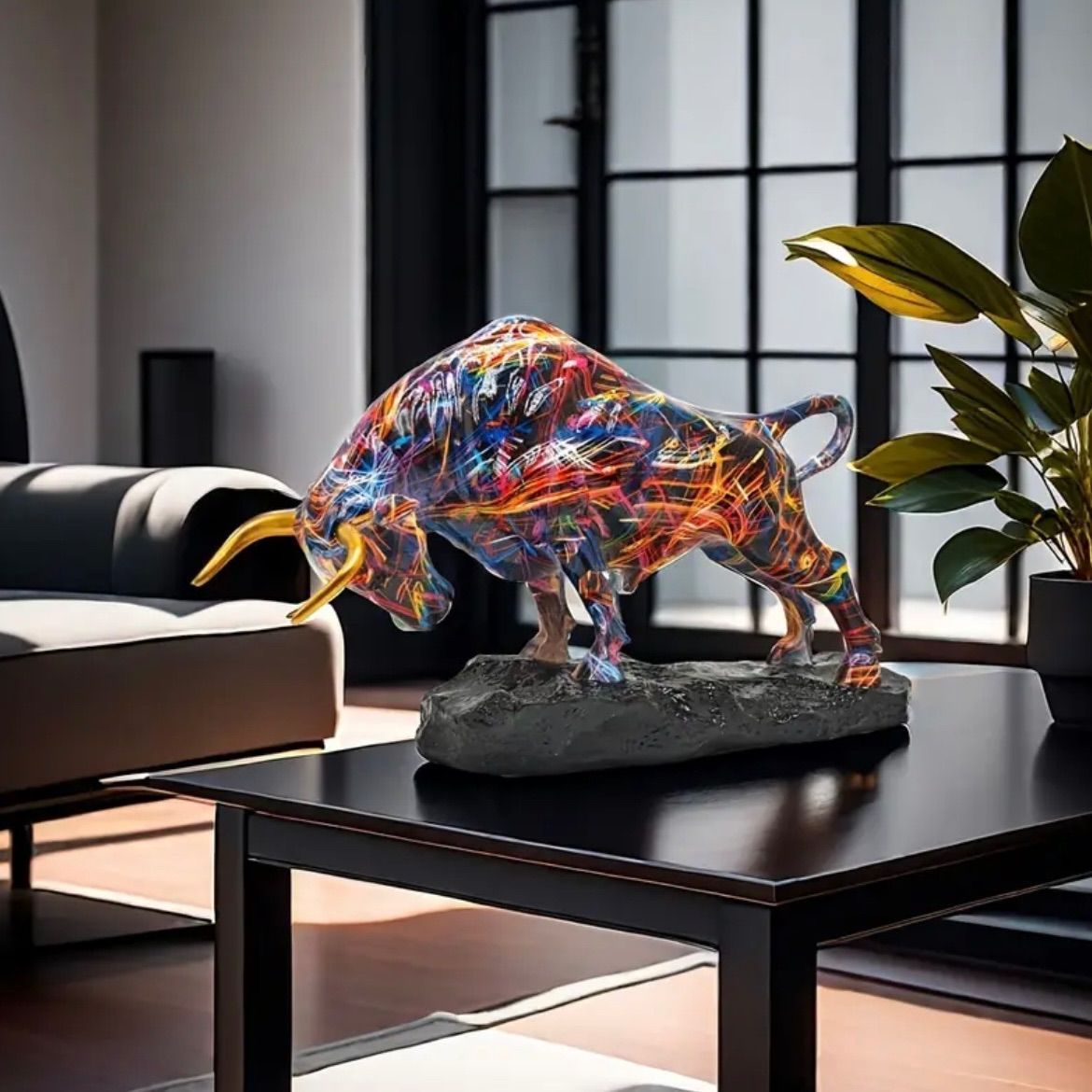 ブロンズ雄牛像 置物 レジン製 ウォールストリート風 勇気と富の象徴