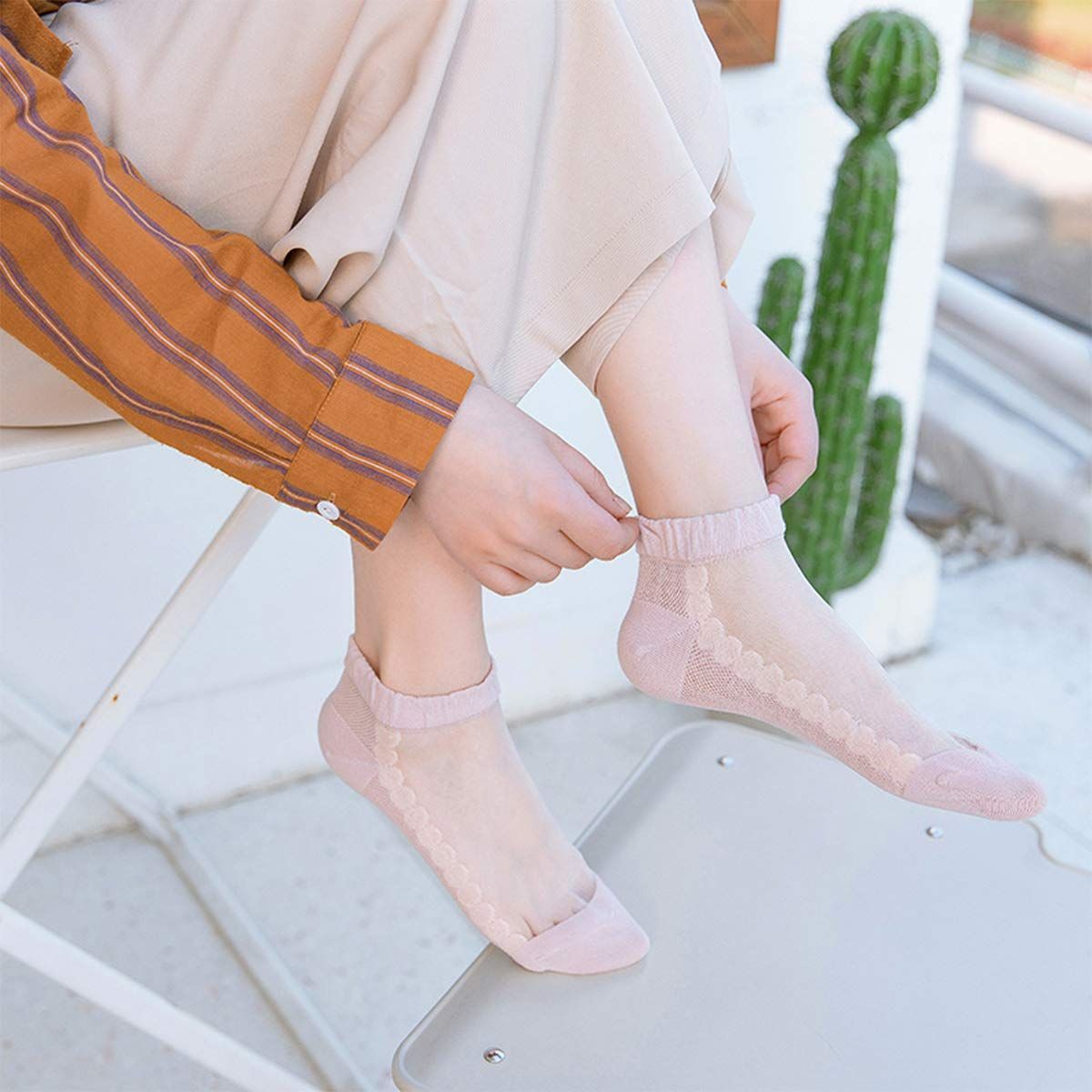 女性用 薄手 くつした シースルー靴下 おしゃれ透明 シースルーソックス くるぶし ショート レースソックス 夏用 レディース 涼しいくつ下 靴下 22-25 cm TOPTO