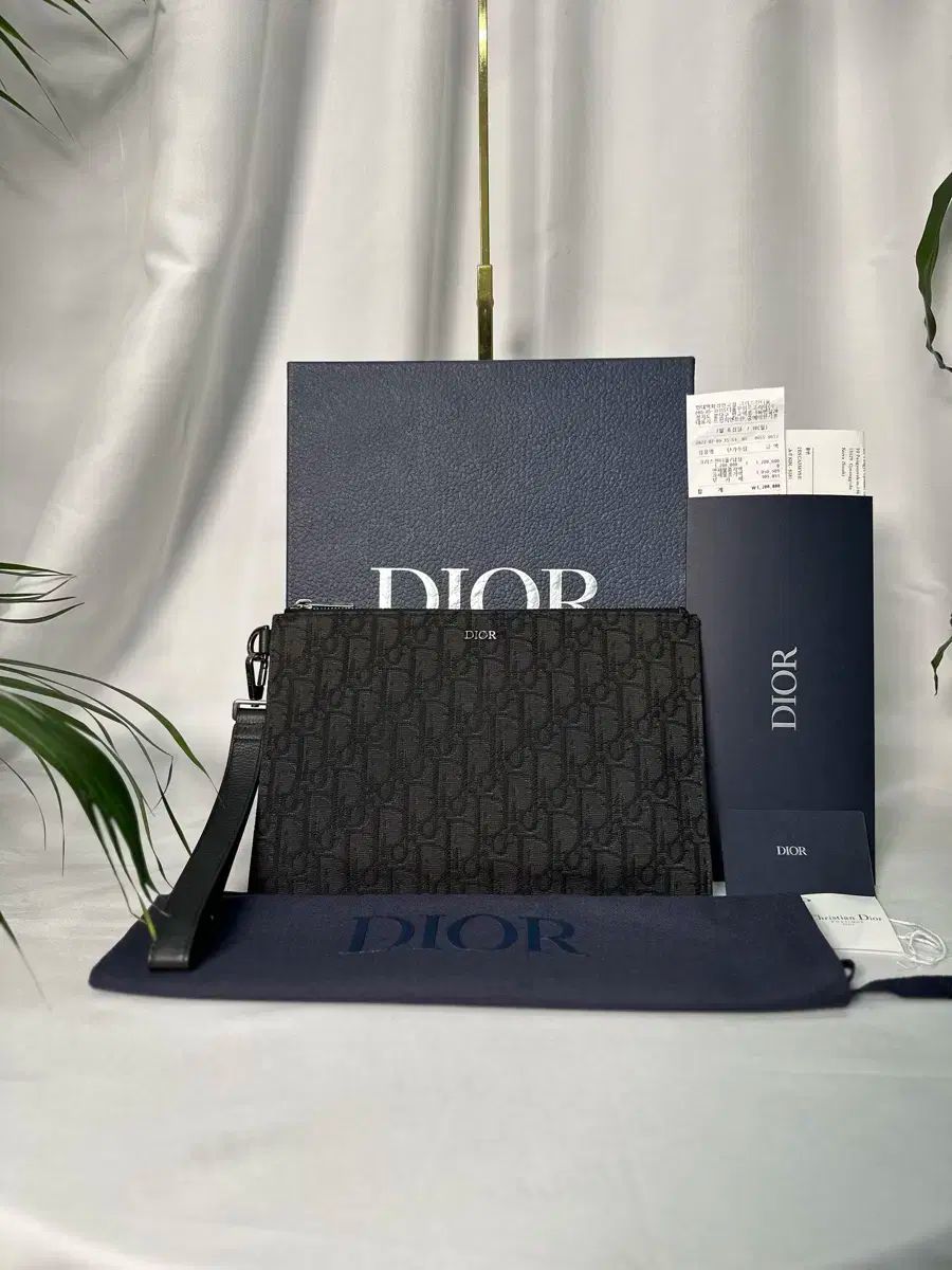 付属品完備 ストラップ付属 Dior ディオール オブリーク A5 ジャカード クラッチ ブラック