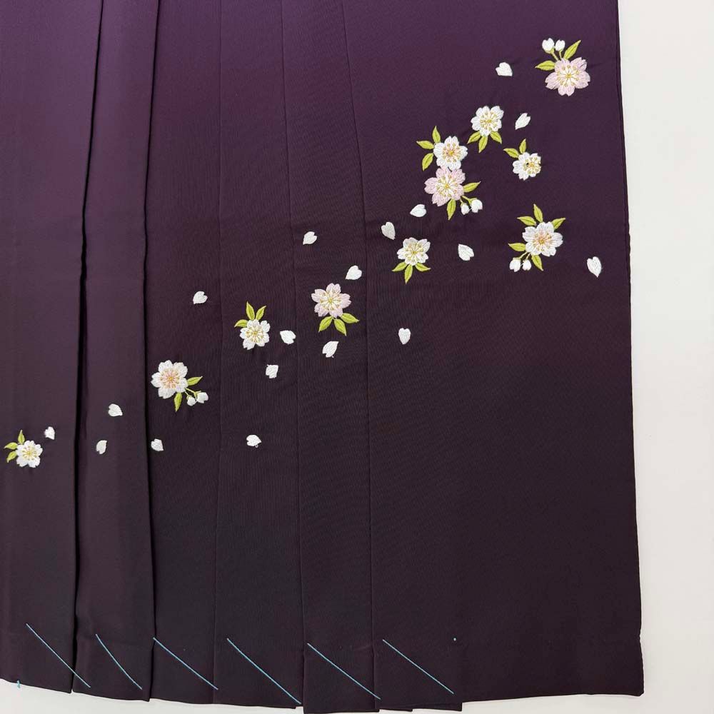 袴 S size 紐下丈87.5cm 行灯袴 卒業袴 女性用袴 ぼかし 刺繍 エンジ 紫 4702