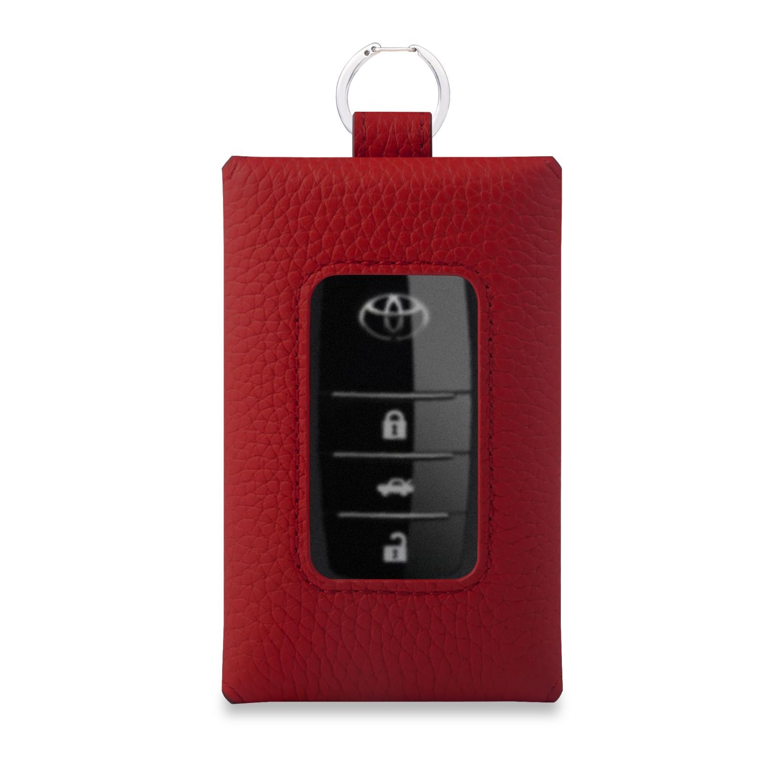 M_レッド ホワイト COGURE コグレ スマートキーケース スマートキーホルダー 本革 窓付き カラビナリング 男女兼用 ギフトボックス COSKC Mサイズ レッド ホワイト