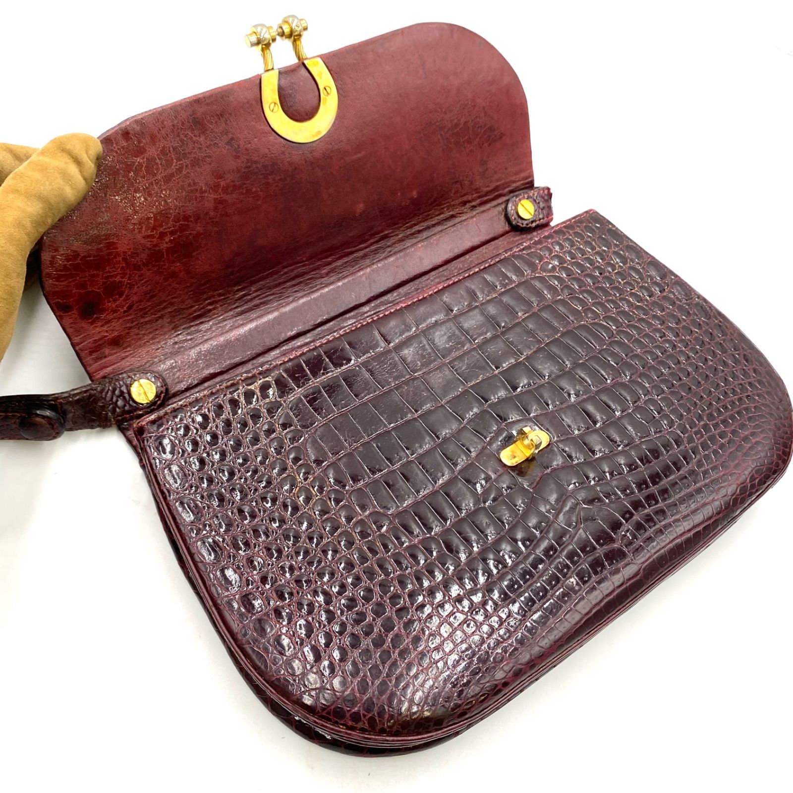 良品 MORABITO モラビト クロコダイル ワンショルダー ハンドバッグ 