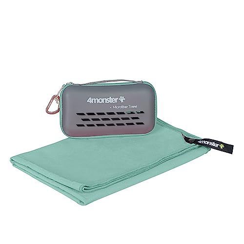 ターコイズ_Large(120×60 CM) 4Monster スポーツタオル アウトドア マイクロファイバー タオル コンパクト 速乾タオル ジムタオル フェイスタオル スイミングタオル 旅行 バスタオル