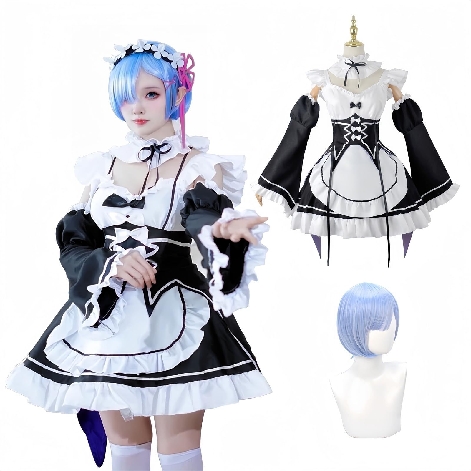 Color:メイド服 レム ウィッグ付き_Size:S [NOKIJP] リゼロ コスプレ衣装 レム コスプレ エミリア コスプレ衣装 菜月昴 コスプレ  ラム コスプレ衣装 リゼロ コスプレ Re:ゼロから始める異世界生活 コスプレ アニメ コスプレ イベント - メルカリ