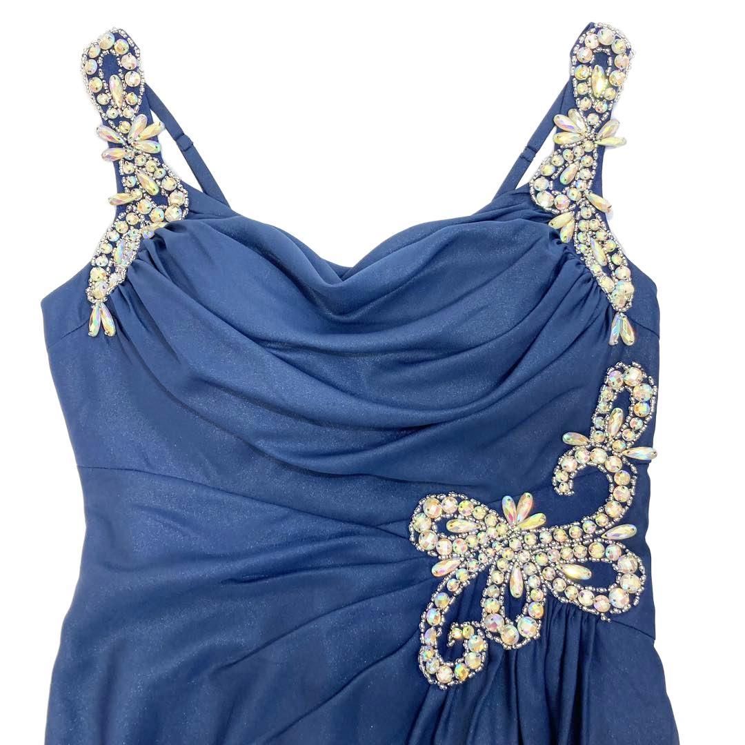 UNA VALERIE /ウナヴァレリェ】ドレープ ビジューデザイン ロング