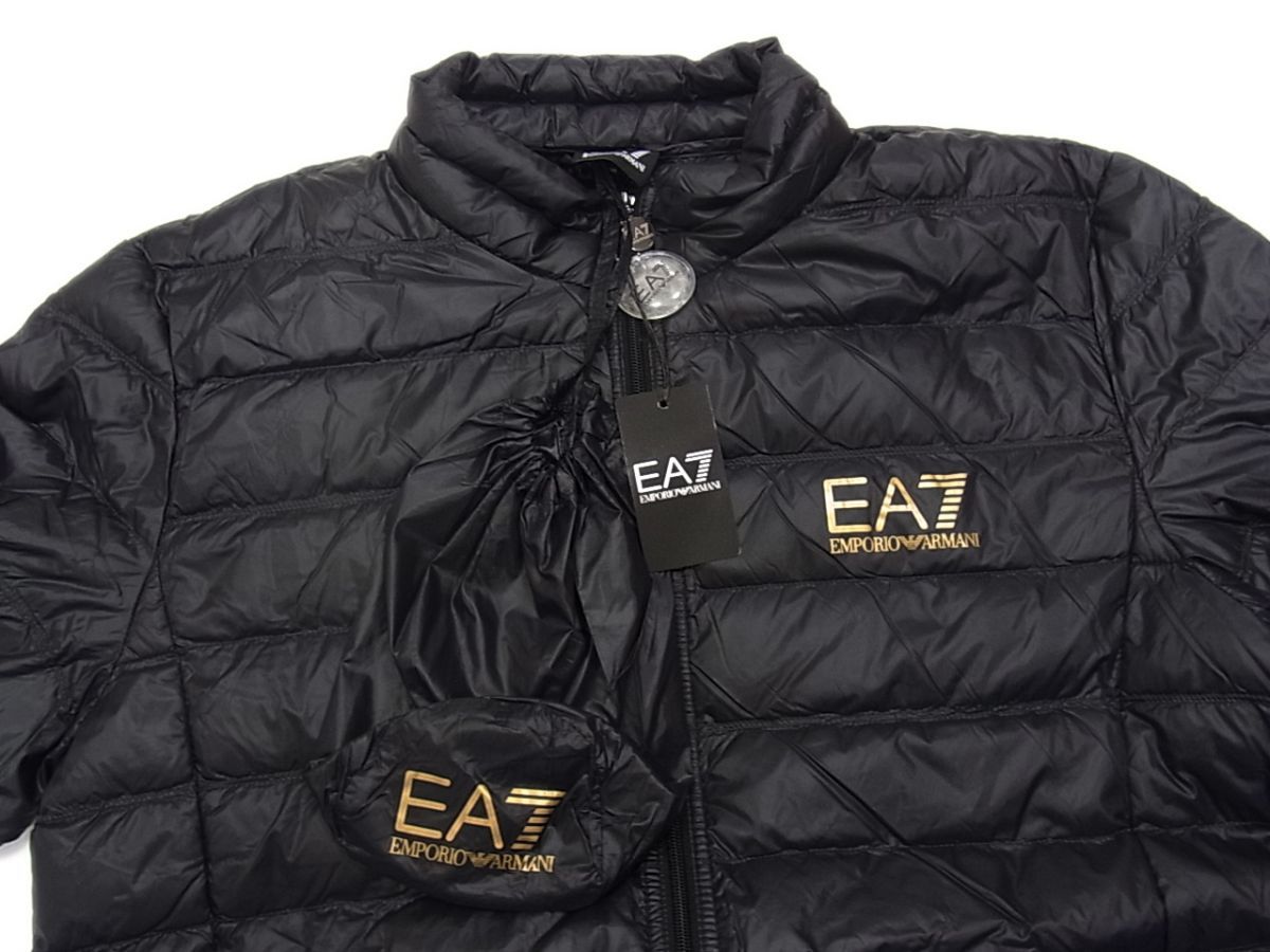 新品 羽毛◇EMPORIO ARMANI EA7 ライトダウンジャケット 大きめサイズ 3XL ブラック エンポリオ アルマーニ  メンズ 正規品