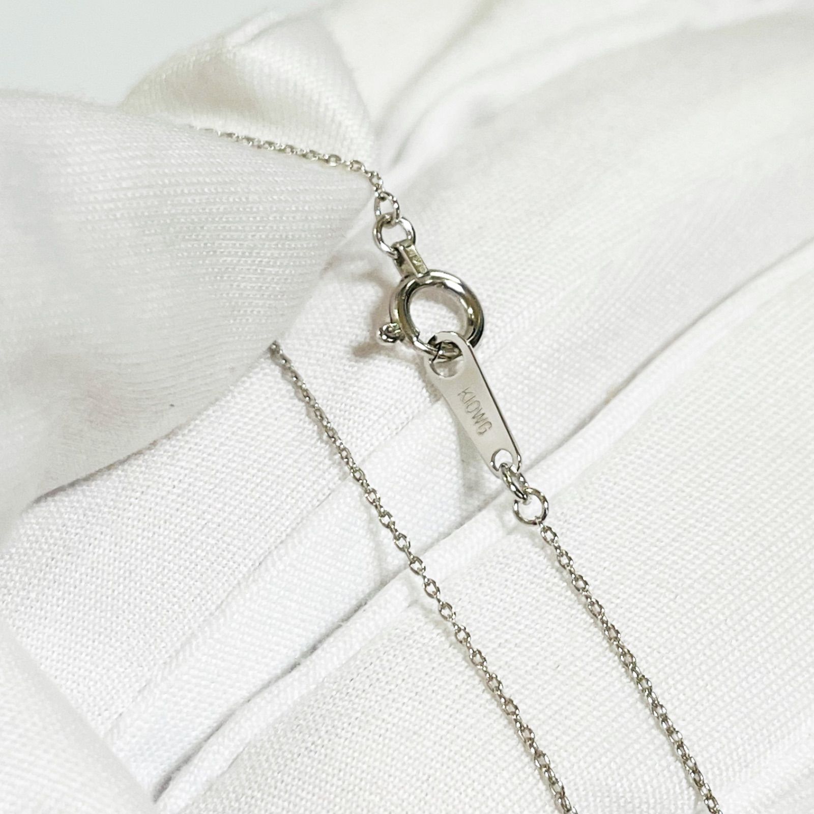 ネックレスK10ダイヤ WISP ウィスプ 一粒 WG ローズデザイン 0.05ct 