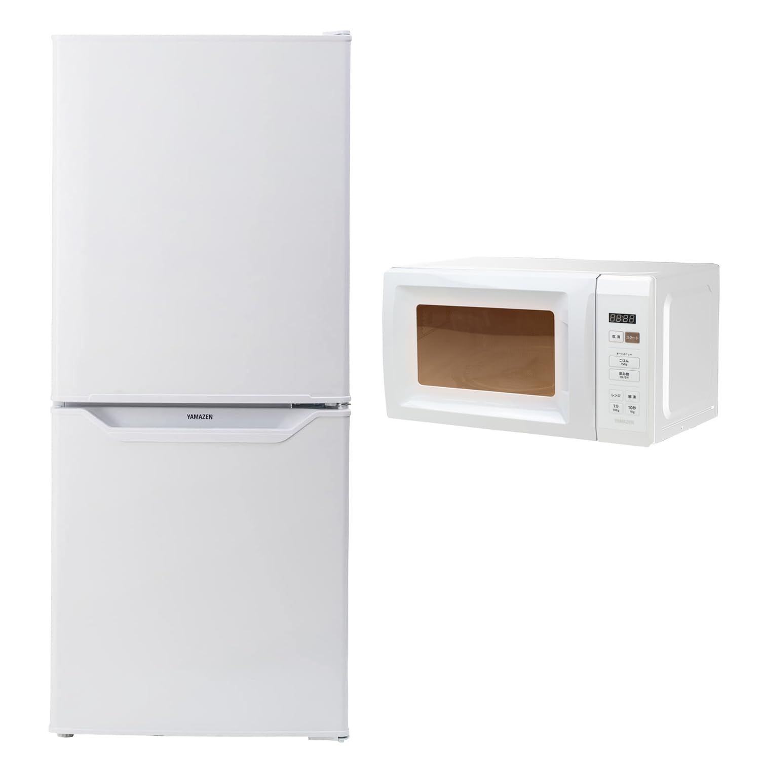 ホワイト ホワイト タイマー機能付き 全国対応 オートメニュー搭載 ターンテーブル ヘルツフリー 単機能 17L 電子レンジ YRM-HF171 W - YFR-D111 W 新生活 静音 家庭用 小型 耐熱天板 冷凍2段 右開き 幅47.4cm 2ドア