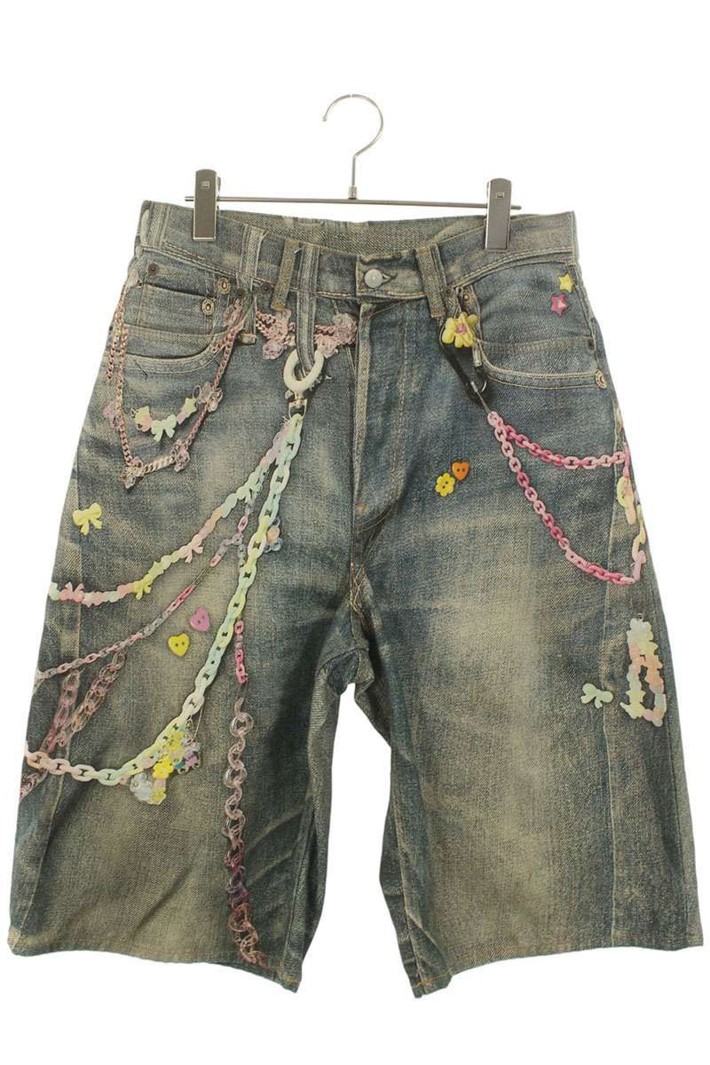 MN トロンプルイユルーズフィットデニムハーフパンツ